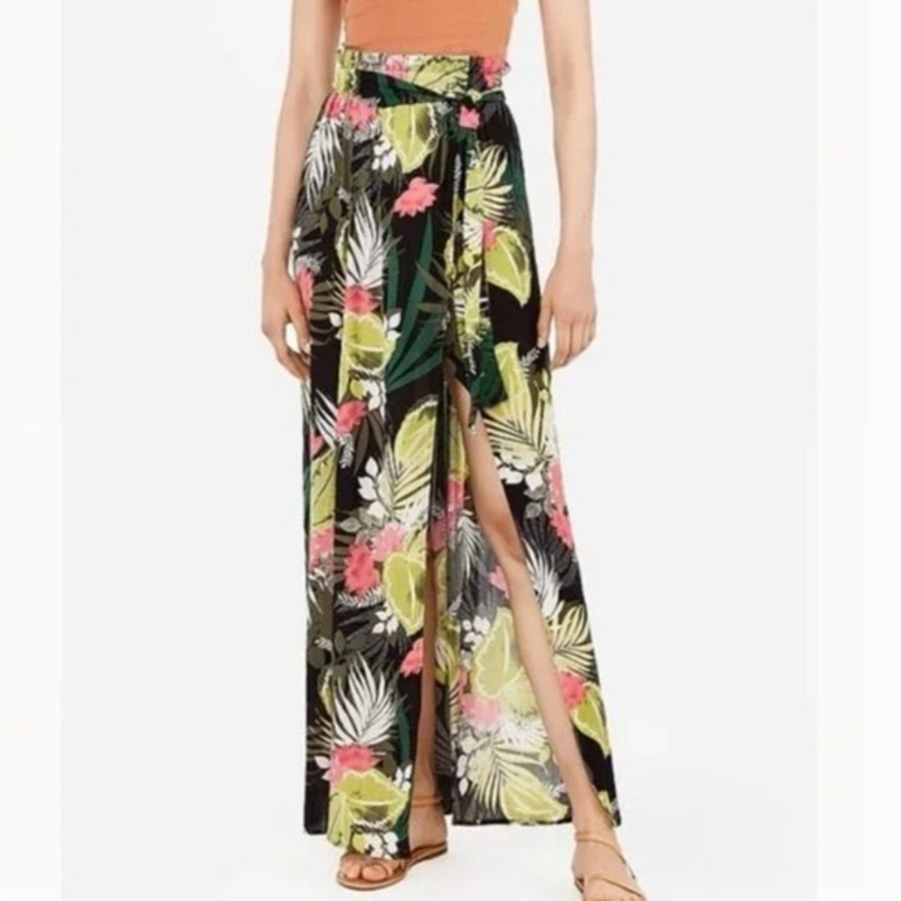 Express faux wrap floral tropical maxi skirt